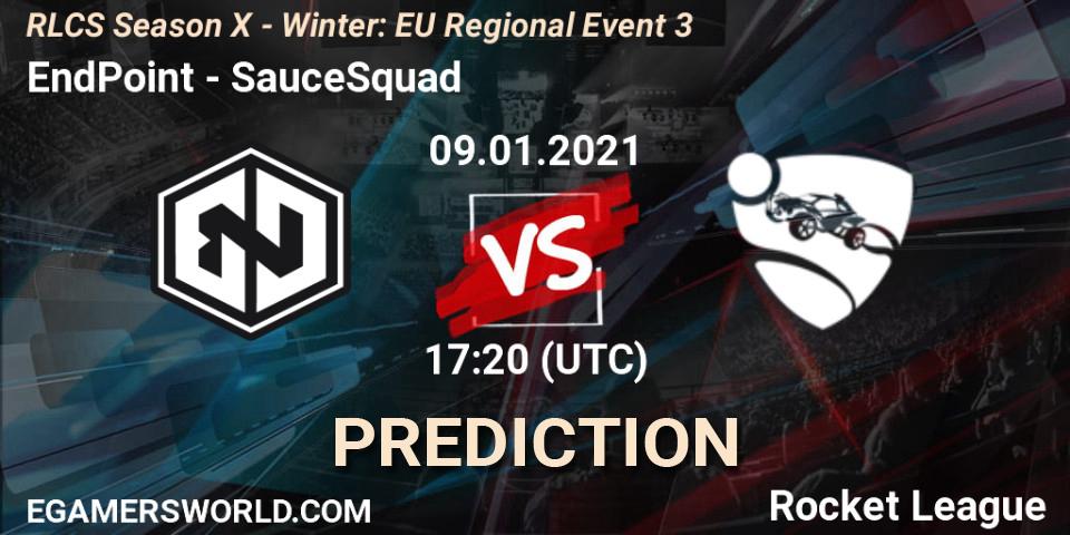Prognose für das Spiel EndPoint VS SauceSquad. 09.01.21. Rocket League - RLCS Season X - Winter: EU Regional Event 3