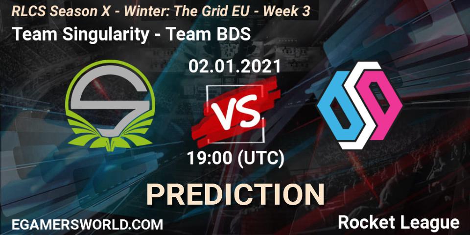 Prognose für das Spiel Team Singularity VS Team BDS. 02.01.2021 at 19:00. Rocket League - RLCS Season X - Winter: The Grid EU - Week 3