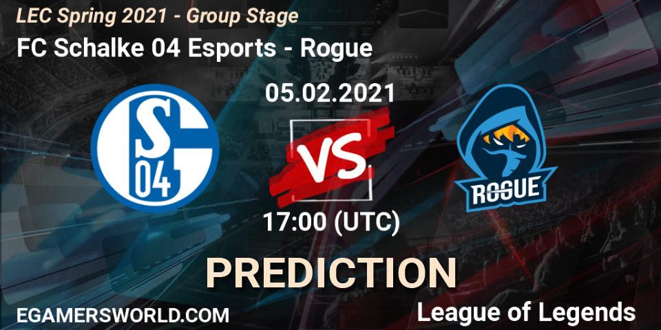 Prognose für das Spiel FC Schalke 04 Esports VS Rogue. 05.02.21. LoL - LEC Spring 2021 - Group Stage