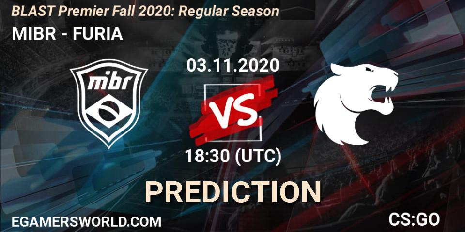 Prognose für das Spiel MIBR VS FURIA. 03.11.2020 at 20:00. Counter-Strike (CS2) - BLAST Premier Fall 2020: Regular Season