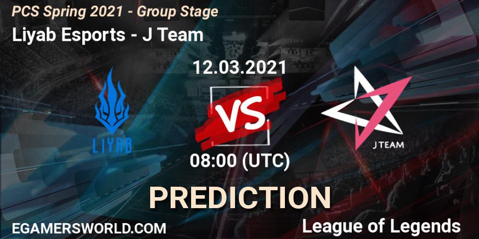 Prognose für das Spiel Liyab Esports VS J Team. 12.03.2021 at 09:30. LoL - PCS Spring 2021 - Group Stage