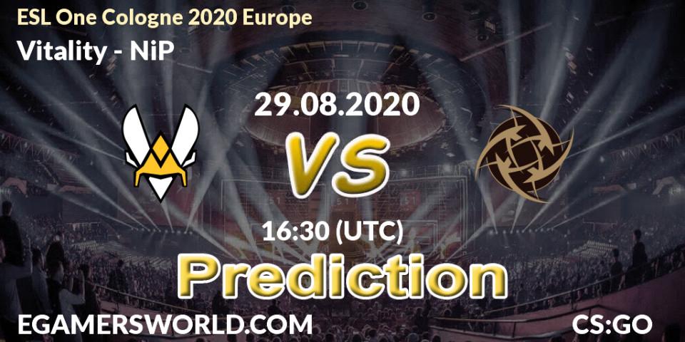 Prognose für das Spiel Vitality VS NiP. 29.08.20. CS2 (CS:GO) - ESL One Cologne 2020 Europe