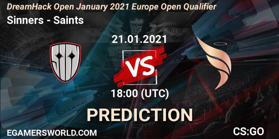 Prognose für das Spiel Sinners VS Saints. 21.01.21. CS2 (CS:GO) - DreamHack Open January 2021 Europe Open Qualifier