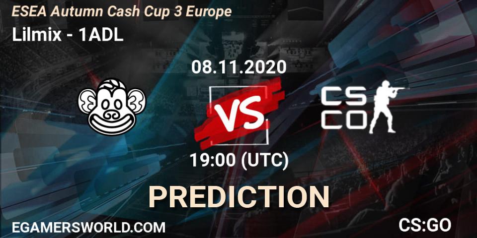 Prognose für das Spiel Lilmix VS 1ADL. 08.11.2020 at 19:00. Counter-Strike (CS2) - ESEA Autumn Cash Cup 3 Europe