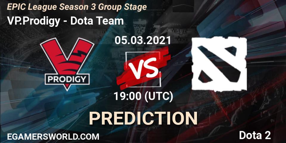 Prognose für das Spiel VP.Prodigy VS Dota Team. 05.03.2021 at 19:46. Dota 2 - EPIC League Season 3 Group Stage