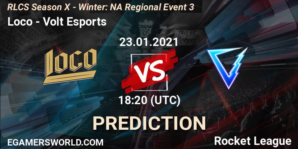 Prognose für das Spiel Loco VS Volt Esports. 23.01.2021 at 19:20. Rocket League - RLCS Season X - Winter: NA Regional Event 3
