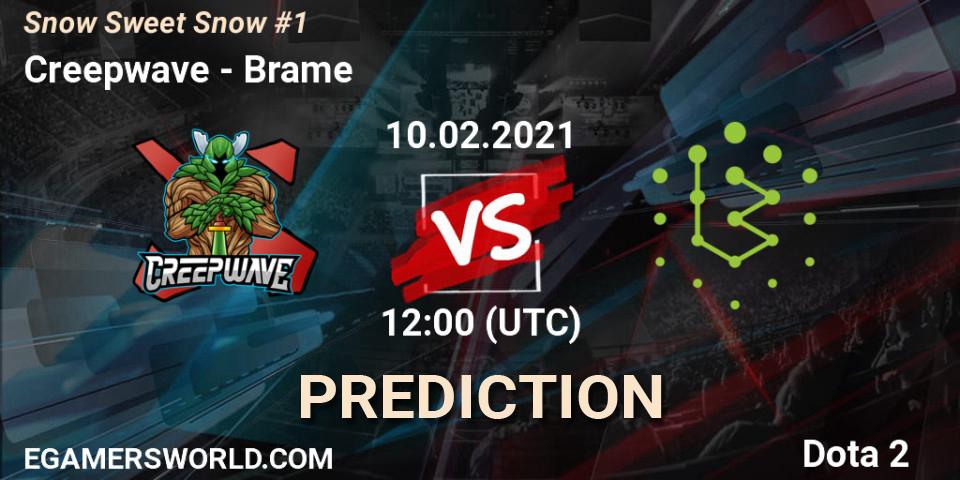 Prognose für das Spiel Creepwave VS Brame. 10.02.2021 at 09:03. Dota 2 - Snow Sweet Snow #1