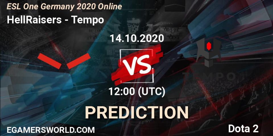 Prognose für das Spiel HellRaisers VS Tempo. 14.10.2020 at 12:00. Dota 2 - ESL One Germany 2020 Online