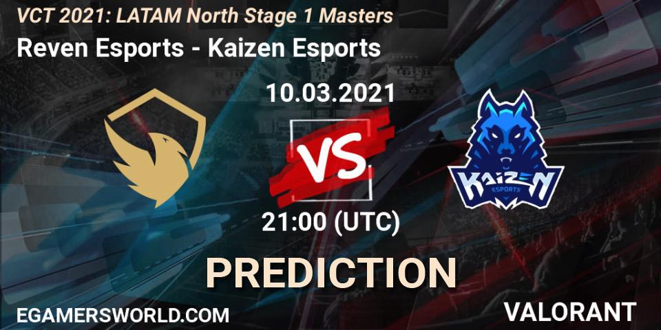 Prognose für das Spiel Reven Esports VS Kaizen Esports. 10.03.2021 at 21:00. VALORANT - VCT 2021: LATAM North Stage 1 Masters