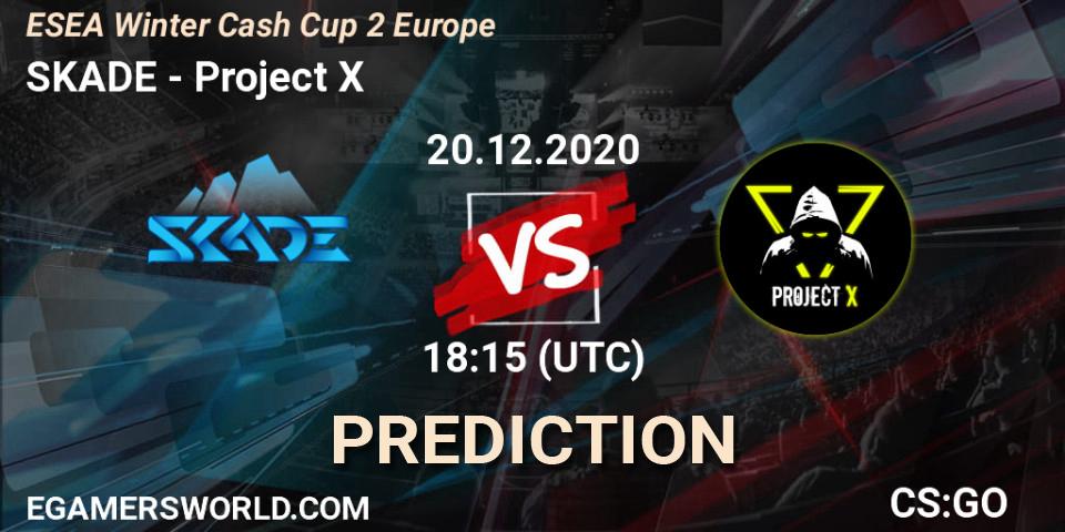 Prognose für das Spiel SKADE VS Project X. 20.12.2020 at 18:30. Counter-Strike (CS2) - ESEA Winter Cash Cup 2 Europe
