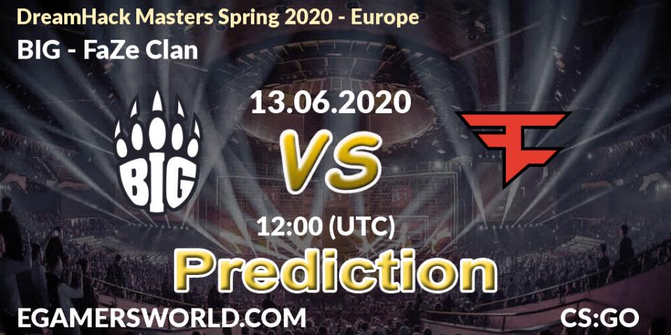 Prognose für das Spiel BIG VS FaZe Clan. 13.06.2020 at 12:00. Counter-Strike (CS2) - DreamHack Masters Spring 2020 - Europe