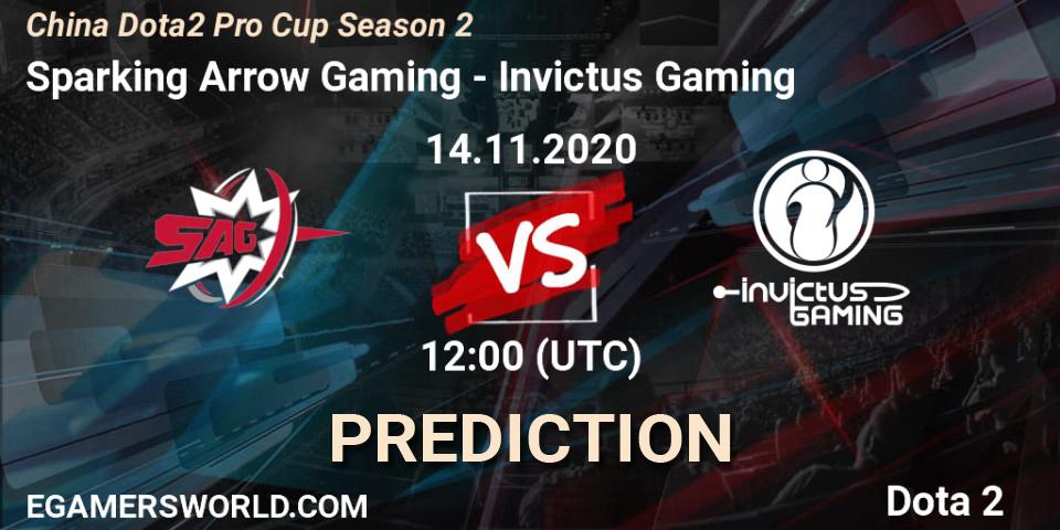 Prognose für das Spiel Sparking Arrow Gaming VS Invictus Gaming. 14.11.2020 at 11:32. Dota 2 - China Dota2 Pro Cup Season 2