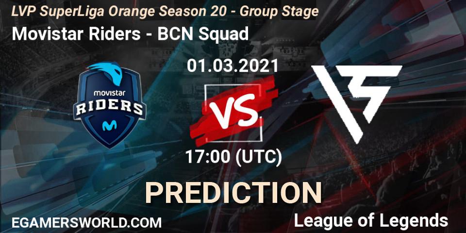 Prognose für das Spiel Movistar Riders VS BCN Squad. 01.03.21. LoL - LVP SuperLiga Orange Season 20 - Group Stage