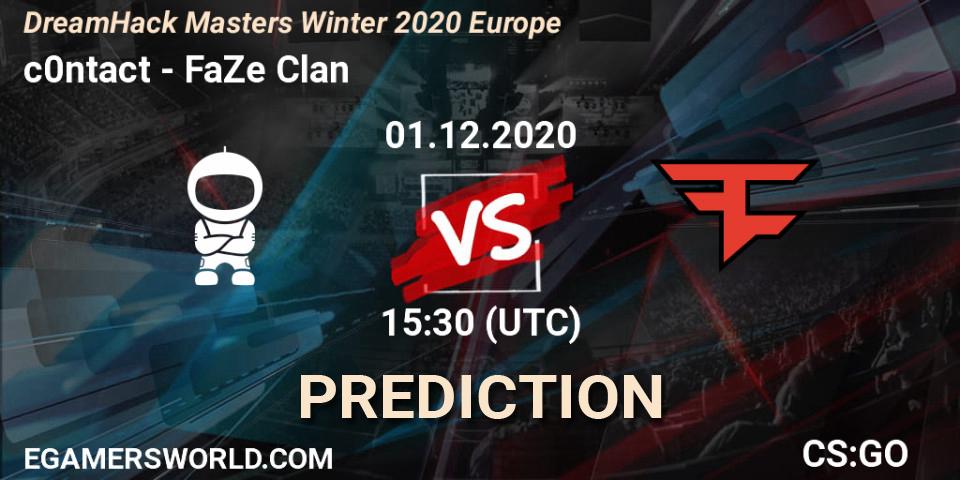 Prognose für das Spiel c0ntact VS FaZe Clan. 01.12.20. CS2 (CS:GO) - DreamHack Masters Winter 2020 Europe