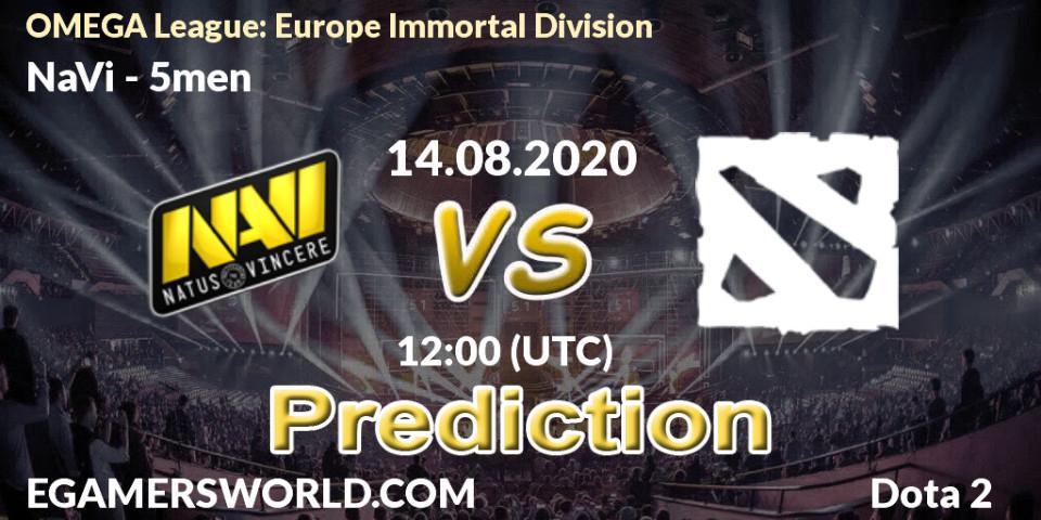 Prognose für das Spiel NaVi VS 5men. 14.08.2020 at 12:04. Dota 2 - OMEGA League: Europe Immortal Division