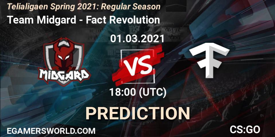 Prognose für das Spiel Team Midgard VS Fact Revolution. 01.03.2021 at 18:00. Counter-Strike (CS2) - Telialigaen Spring 2021: Regular Season