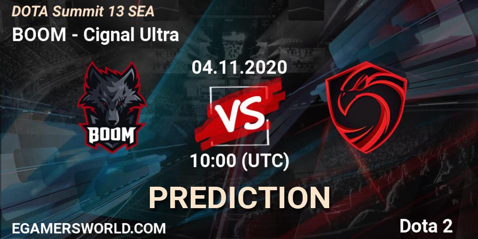 Prognose für das Spiel BOOM VS Cignal Ultra. 04.11.20. Dota 2 - DOTA Summit 13: SEA
