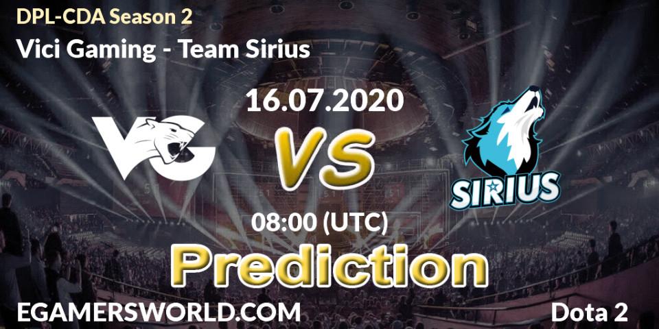 Prognose für das Spiel Vici Gaming VS Team Sirius. 16.07.20. Dota 2 - DPL-CDA Professional League Season 2