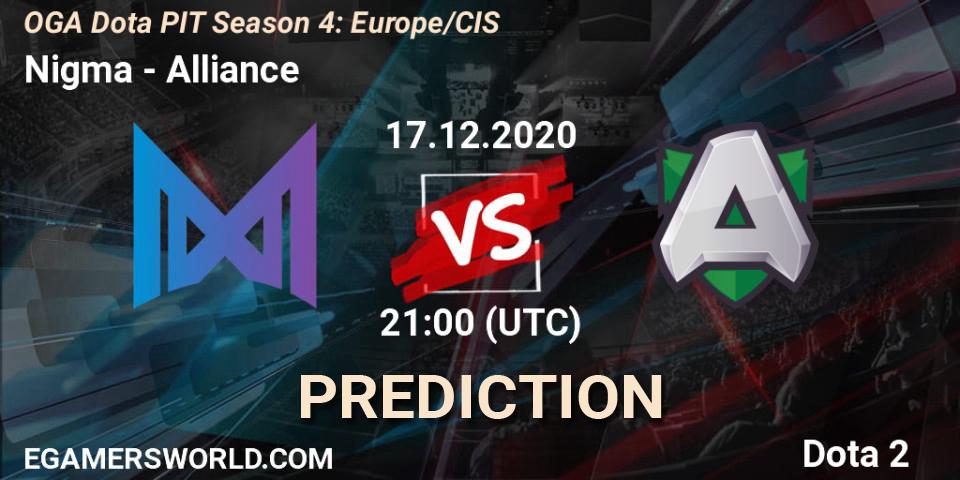Prognose für das Spiel Nigma VS Alliance. 17.12.20. Dota 2 - OGA Dota PIT Season 4: Europe/CIS