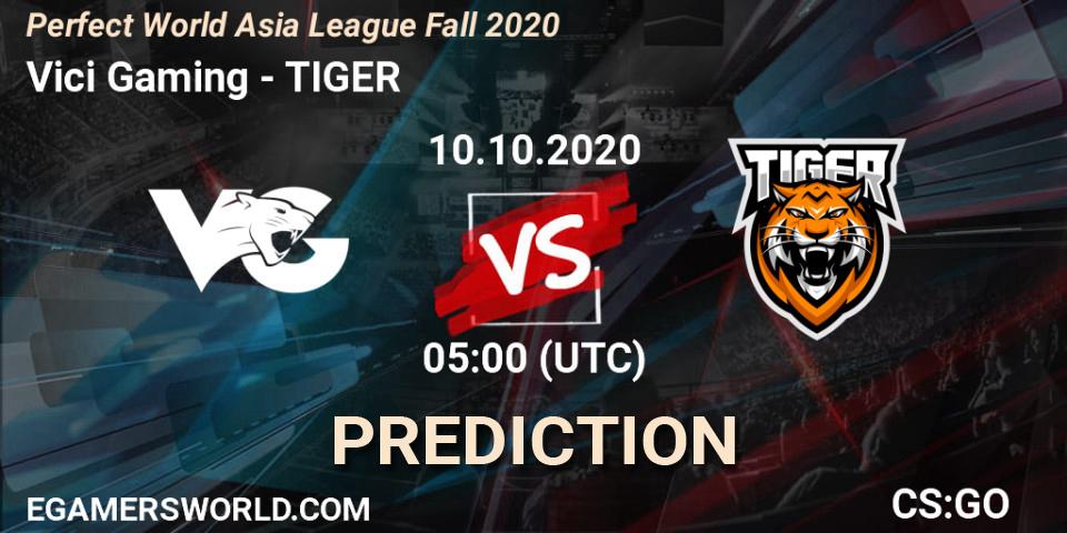 Prognose für das Spiel Vici Gaming VS TIGER. 10.10.2020 at 05:00. Counter-Strike (CS2) - Perfect World Asia League Fall 2020