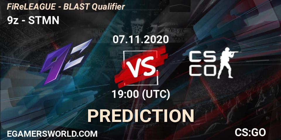 Prognose für das Spiel 9z VS STMN. 07.11.2020 at 19:00. Counter-Strike (CS2) - FiReLEAGUE - BLAST Qualifier