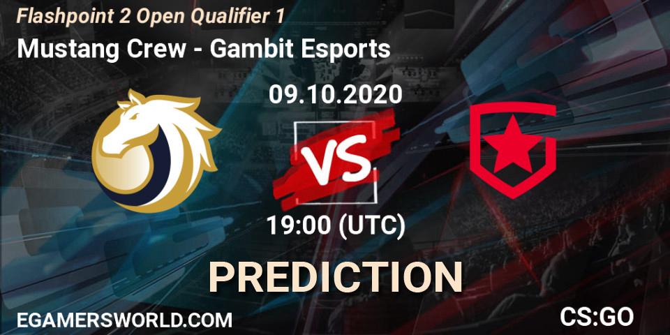 Prognose für das Spiel Mustang Crew VS Gambit Esports. 09.10.20. CS2 (CS:GO) - Flashpoint 2 Open Qualifier 1