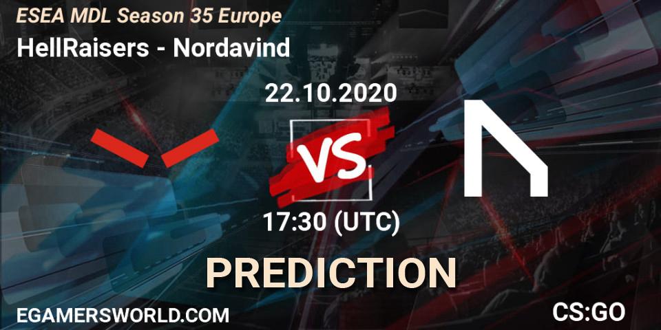 Prognose für das Spiel HellRaisers VS Nordavind. 22.10.2020 at 17:35. Counter-Strike (CS2) - ESEA MDL Season 35 Europe