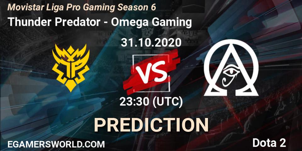 Prognose für das Spiel Thunder Predator VS Omega Gaming. 31.10.20. Dota 2 - Movistar Liga Pro Gaming Season 6