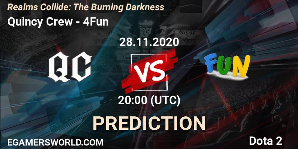 Prognose für das Spiel Quincy Crew VS 4Fun. 28.11.20. Dota 2 - Realms Collide: The Burning Darkness
