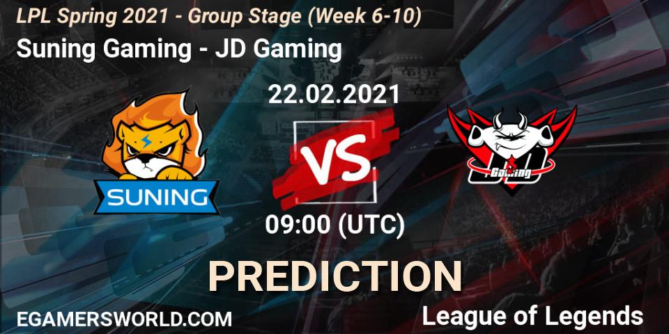 Prognose für das Spiel Suning Gaming VS JD Gaming. 22.02.2021 at 09:00. LoL - LPL Spring 2021 - Group Stage (Week 6-10)