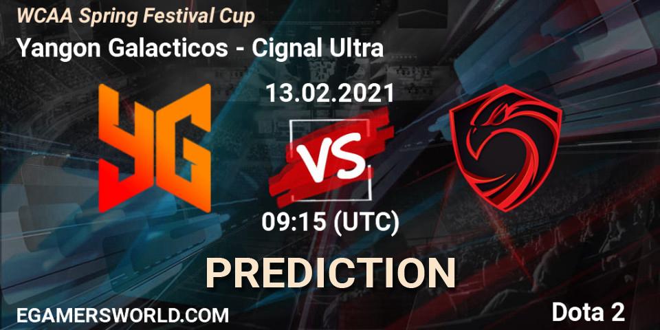 Prognose für das Spiel Yangon Galacticos VS Cignal Ultra. 13.02.21. Dota 2 - WCAA Spring Festival Cup
