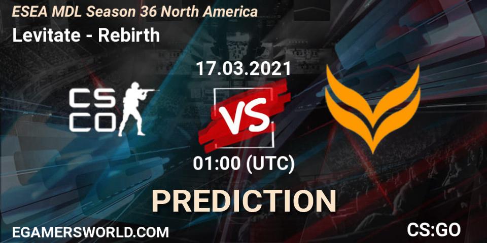 Prognose für das Spiel Levitate VS Rebirth. 17.03.21. CS2 (CS:GO) - MDL ESEA Season 36: North America - Premier Division