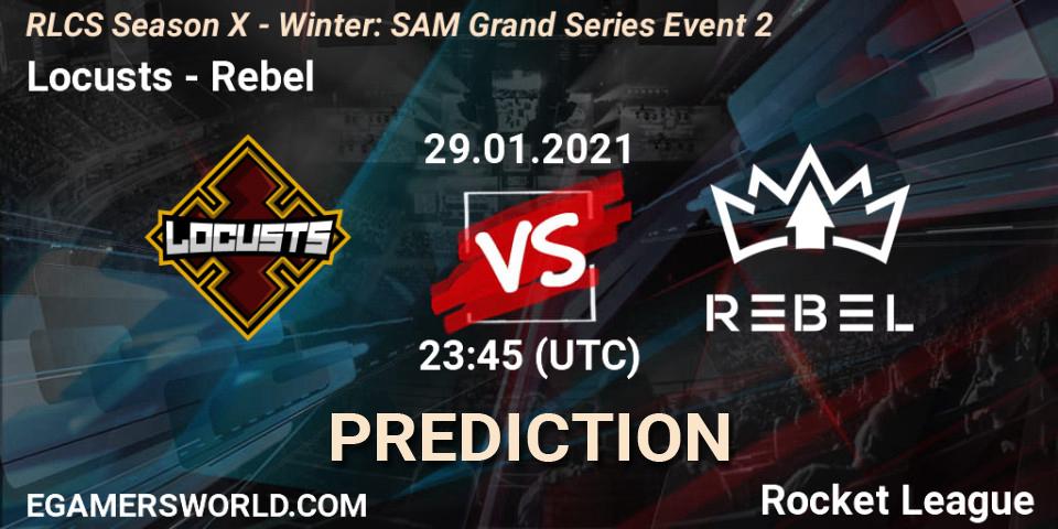 Prognose für das Spiel Locusts VS Rebel. 29.01.2021 at 23:45. Rocket League - RLCS Season X - Winter: SAM Grand Series Event 2