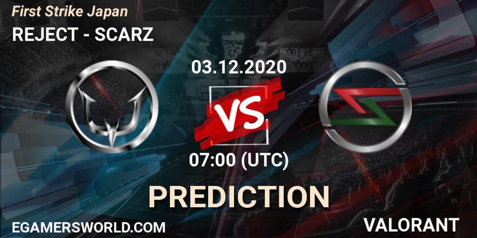 Prognose für das Spiel REJECT VS SCARZ. 03.12.2020 at 11:45. VALORANT - First Strike Japan