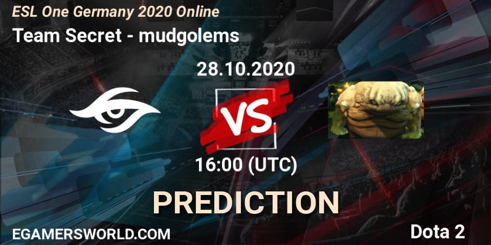 Prognose für das Spiel Team Secret VS mudgolems. 28.10.2020 at 16:00. Dota 2 - ESL One Germany 2020 Online