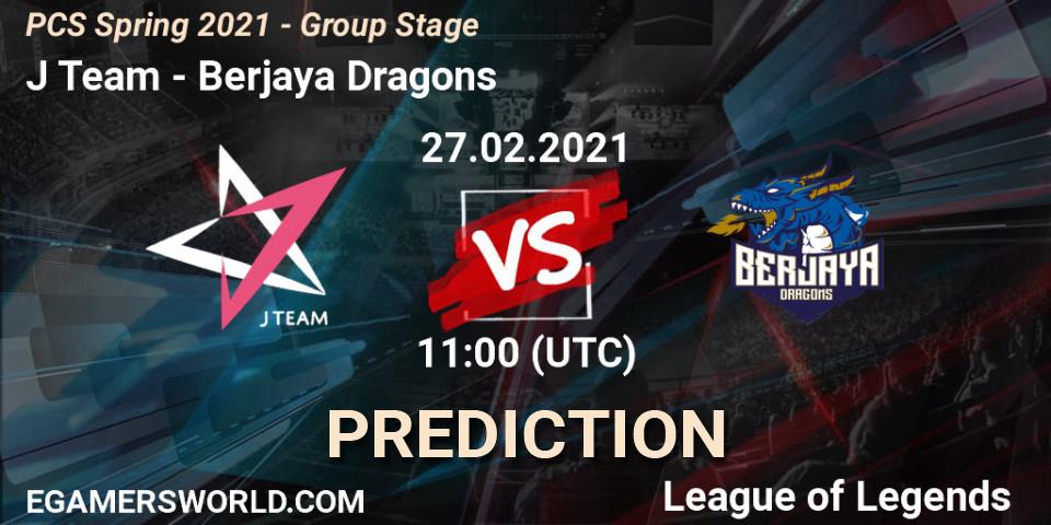 Prognose für das Spiel J Team VS Berjaya Dragons. 27.02.2021 at 12:05. LoL - PCS Spring 2021 - Group Stage