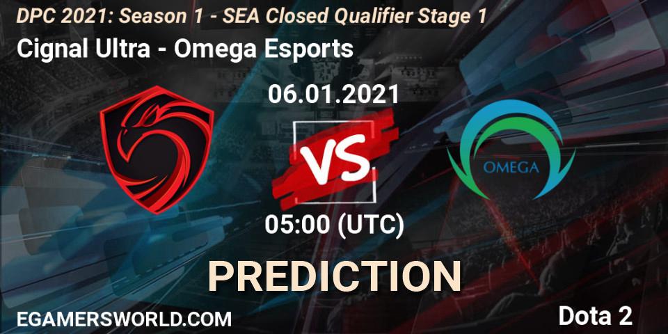 Prognose für das Spiel Cignal Ultra VS Omega Esports. 06.01.21. Dota 2 - DPC 2021: Season 1 - SEA Closed Qualifier Stage 1