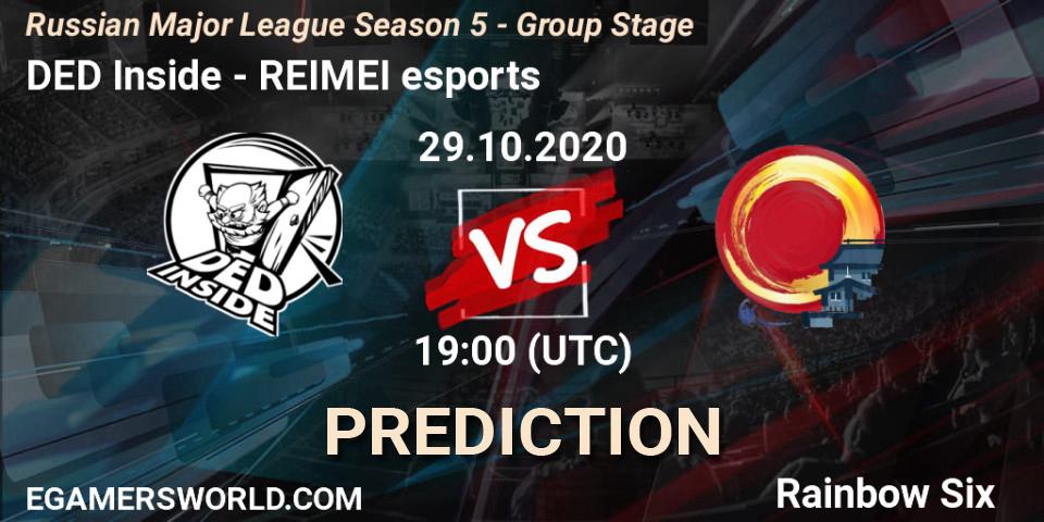 Prognose für das Spiel DED Inside VS REIMEI esports. 29.10.20. Rainbow Six - Russian Major League Season 5 - Group Stage