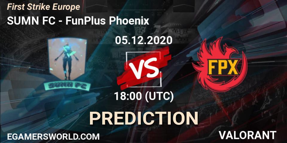 Prognose für das Spiel SUMN FC VS FunPlus Phoenix. 05.12.2020 at 19:45. VALORANT - First Strike Europe