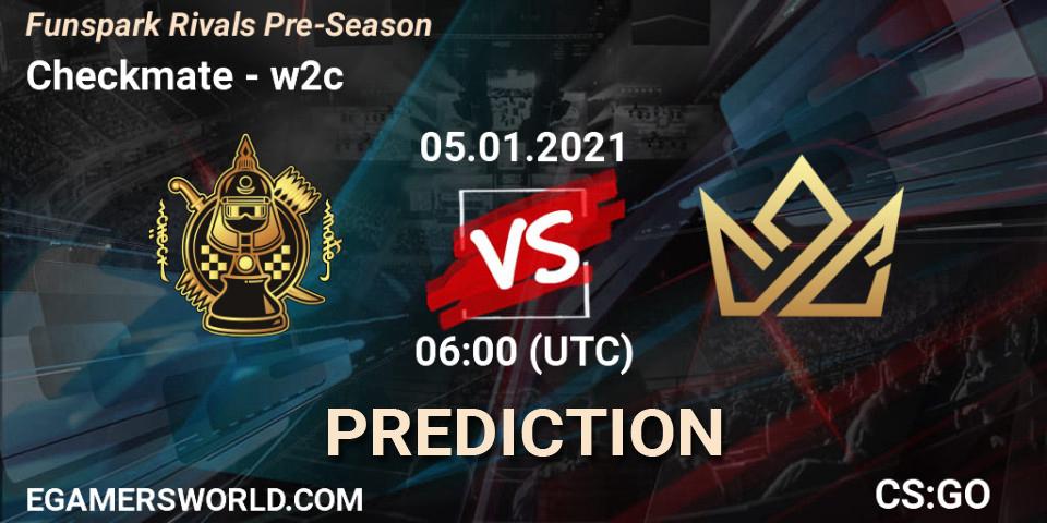 Prognose für das Spiel Checkmate VS w2c. 05.01.21. CS2 (CS:GO) - Funspark Rivals Pre-Season