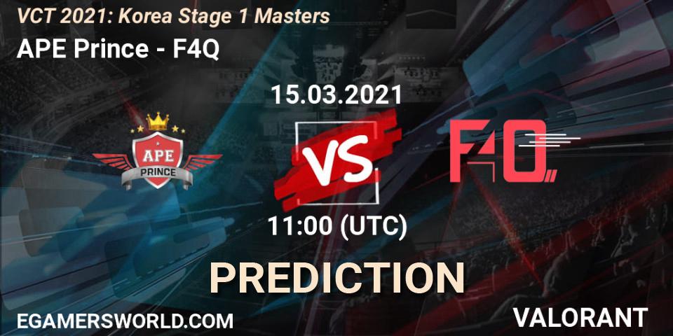 Prognose für das Spiel APE Prince VS F4Q. 15.03.2021 at 11:00. VALORANT - VCT 2021: Korea Stage 1 Masters