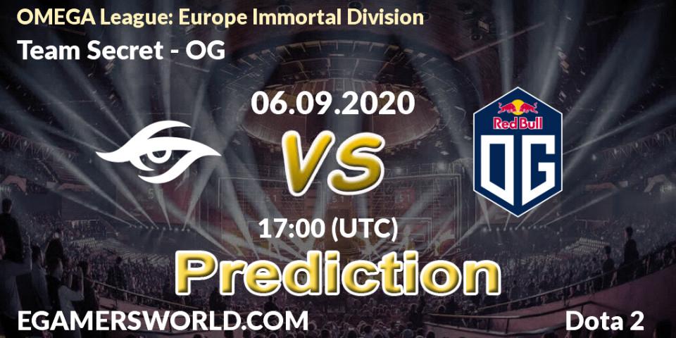 Prognose für das Spiel Team Secret VS OG. 06.09.20. Dota 2 - OMEGA League: Europe Immortal Division
