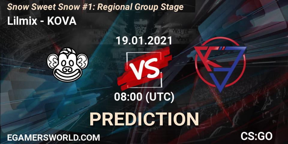 Prognose für das Spiel Lilmix VS KOVA. 19.01.2021 at 08:00. Counter-Strike (CS2) - Snow Sweet Snow #1: Regional Group Stage