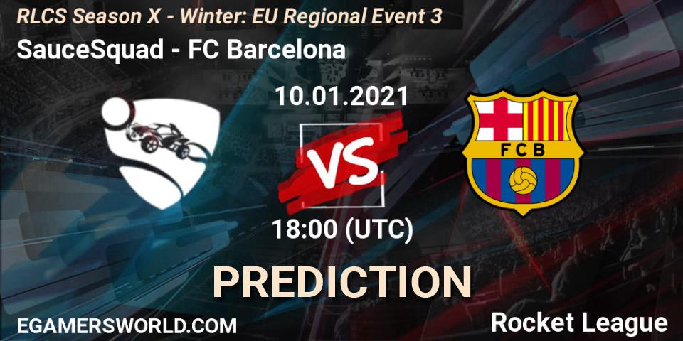 Prognose für das Spiel SauceSquad VS FC Barcelona. 10.01.21. Rocket League - RLCS Season X - Winter: EU Regional Event 3