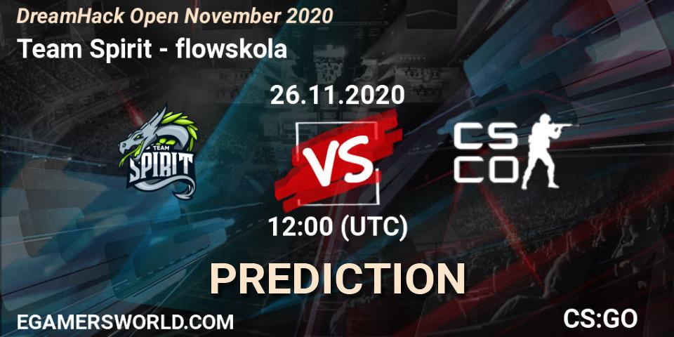 Prognose für das Spiel Team Spirit VS flowskola. 26.11.2020 at 12:00. Counter-Strike (CS2) - DreamHack Open November 2020
