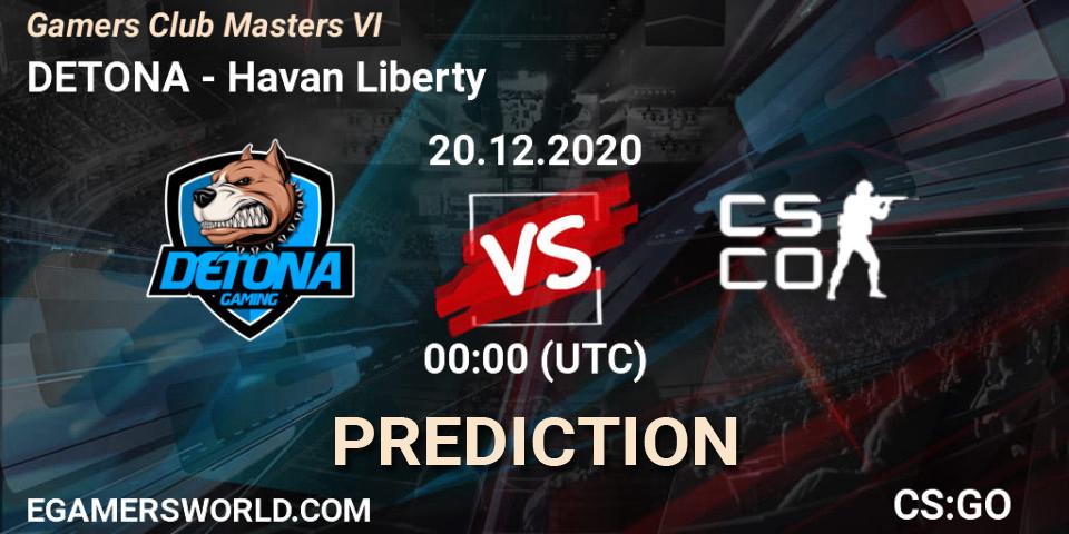 Prognose für das Spiel DETONA VS Havan Liberty. 19.12.20. CS2 (CS:GO) - Gamers Club Masters VI