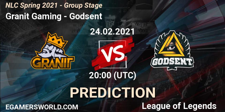 Prognose für das Spiel Granit Gaming VS Godsent. 24.02.2021 at 20:00. LoL - NLC Spring 2021 - Group Stage