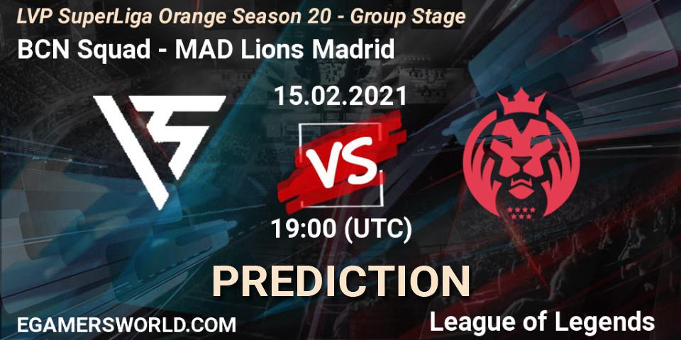 Prognose für das Spiel BCN Squad VS MAD Lions Madrid. 15.02.2021 at 19:15. LoL - LVP SuperLiga Orange Season 20 - Group Stage