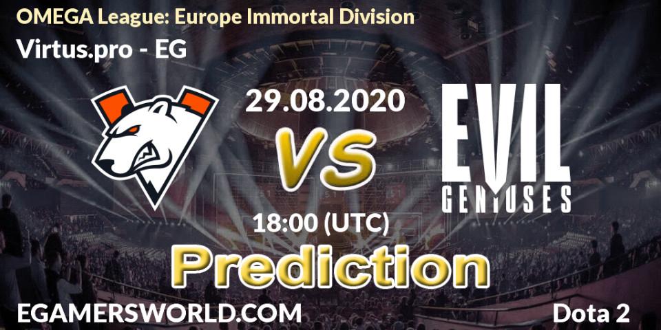 Prognose für das Spiel Virtus.pro VS EG. 29.08.20. Dota 2 - OMEGA League: Europe Immortal Division