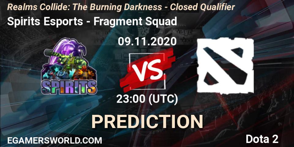 Prognose für das Spiel Spirits Esports VS Fragment Squad. 09.11.2020 at 23:11. Dota 2 - Realms Collide: The Burning Darkness - Closed Qualifier